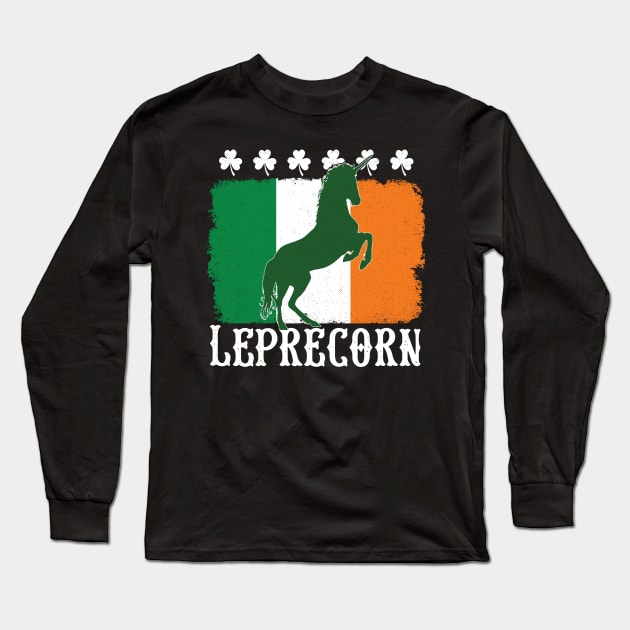 Leprecorn Irish Unicorn St Patricks Day 2018 Long Sleeve T-Shirt by Eugenex